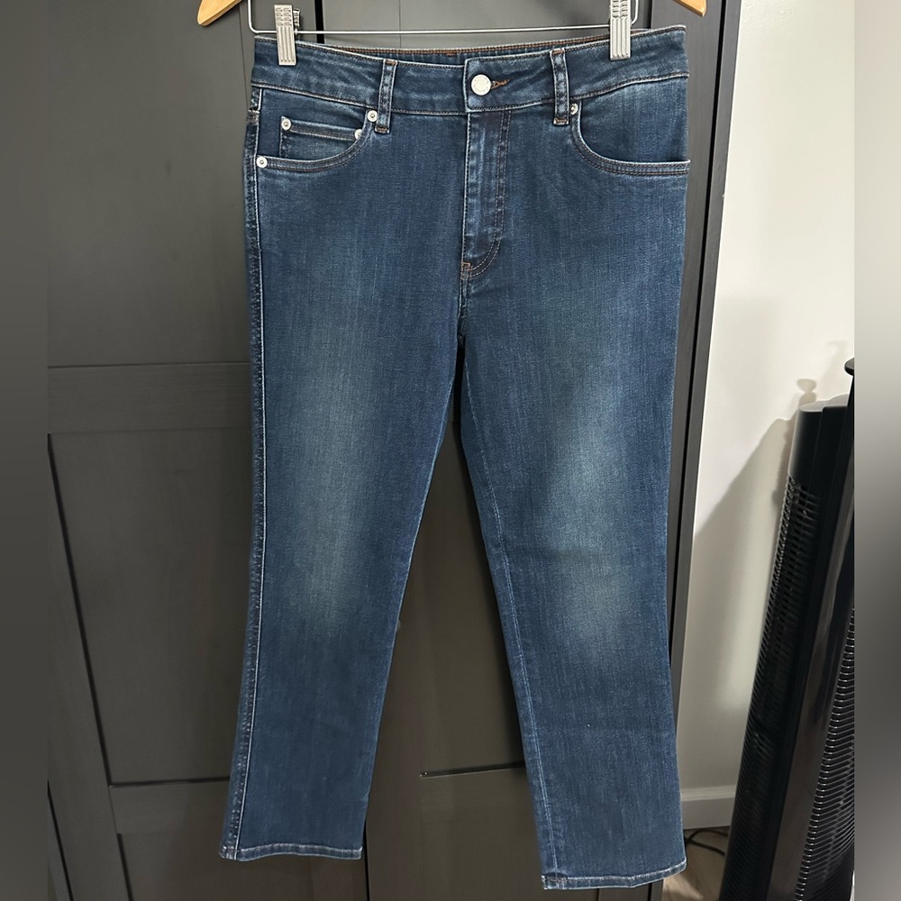 PRADA Milano Bleu Compact Denim Jeans Low Rise Dark Wash 5 Pocket Jeans 27 NWT